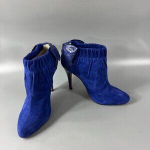 LAMBOURNE England Blue Suede Ankle Booties, Size 36